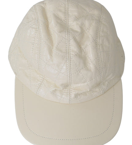 Dolce & Gabbana Elegant White Lambskin Leather Baseball Cap