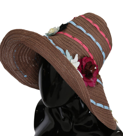 Dolce & Gabbana Elegant Floppy Straw Hat with Floral Accents