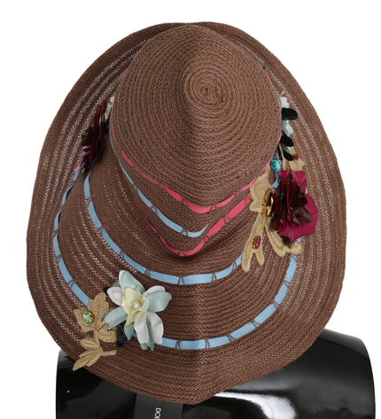 Dolce &amp; Gabbana Elegante cappello di paglia floscio con accenti floreali