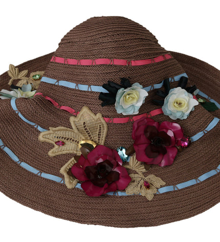 Dolce & Gabbana Elegant Floppy Straw Hat with Floral Accents