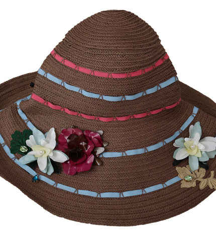 Dolce & Gabbana Elegant Floppy Straw Hat with Floral Accents