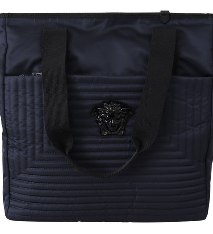 Borsa tote Versace elegante in nylon blu