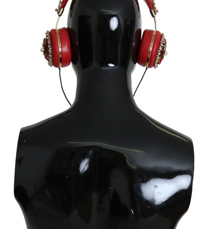 Dolce & Gabbana Exquisite Red Crystal Leather Headphones