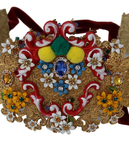 Dolce & Gabbana Gold-Tone Floral Crystal Waist Belt