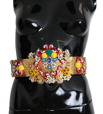 Dolce & Gabbana Gold-Tone Floral Crystal Waist Belt