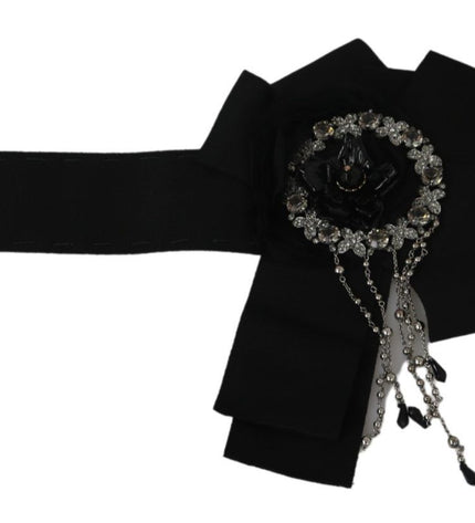 Dolce & Gabbana Elegant Black Crystal Waist Belt