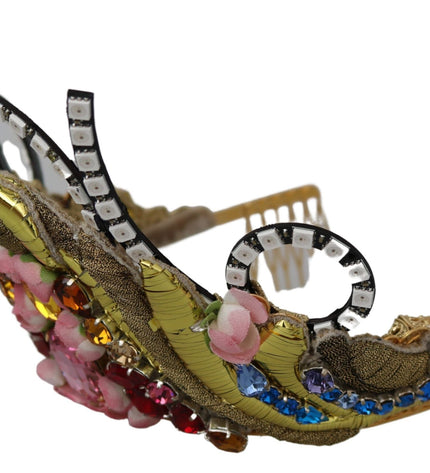 Dolce & Gabbana Stunning Crystal Diadem Tiara - Gold Multicolor