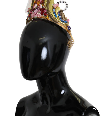 Dolce & Gabbana Stunning Crystal Diadem Tiara - Gold Multicolor