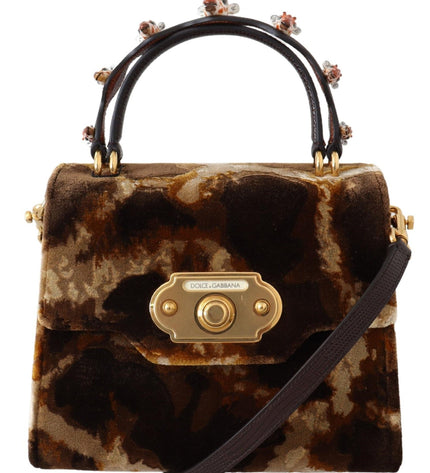 Dolce & Gabbana Elegant Giraffe Pattern Welcome Bag with Gold Accents