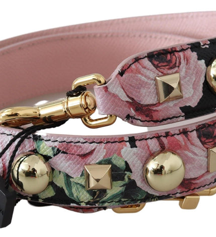 Dolce & Gabbana Floral Gold Stud Leather Strap in Pink