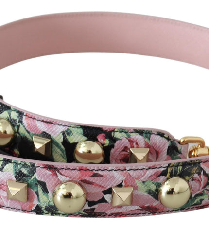 Dolce &amp; Gabbana cinturino in pelle con borchie dorate floreali in rosa