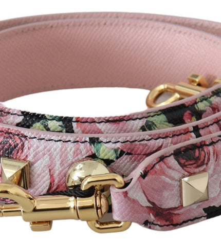 Dolce &amp; Gabbana cinturino in pelle con borchie dorate floreali in rosa