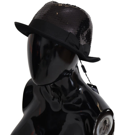 Dolce & Gabbana Elegant Black Sequin Fedora Hat