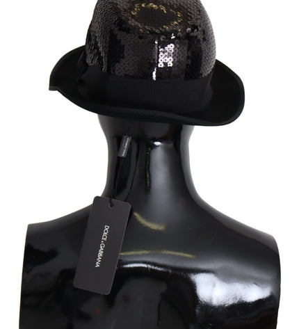 Dolce &amp; Gabbana Elegante cappello Fedora con paillettes nere