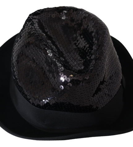 Dolce &amp; Gabbana Elegante cappello Fedora con paillettes nere