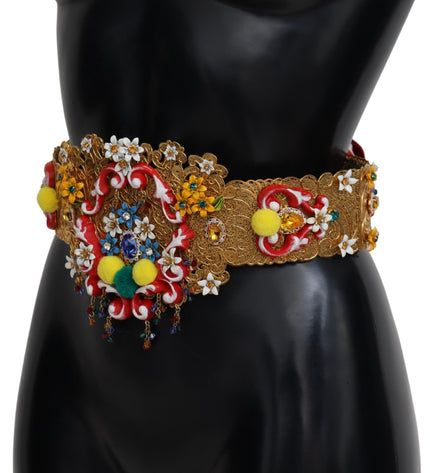 Dolce & Gabbana Gold-Tone Floral Crystal Waist Belt