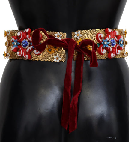 Dolce & Gabbana Gold-Tone Floral Crystal Waist Belt