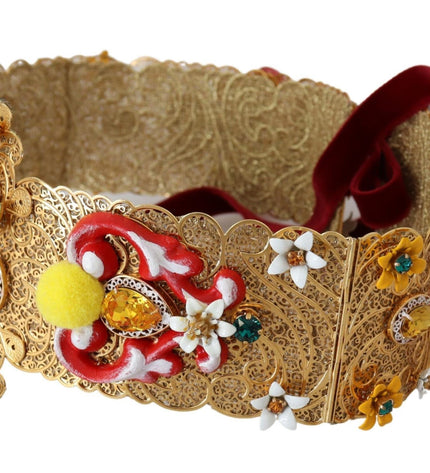 Dolce & Gabbana Gold-Tone Floral Crystal Waist Belt