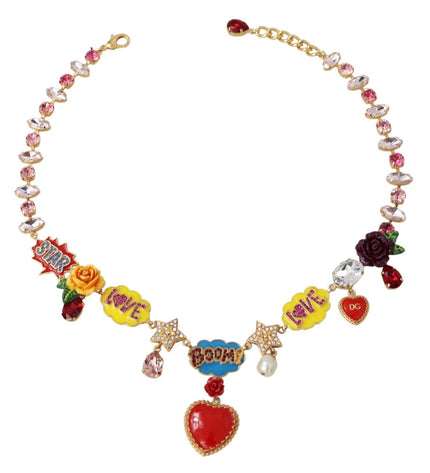 Dolce & Gabbana Chic Gold Tone Crystal Charm Necklace