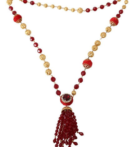 Dolce & Gabbana Elegant Red Crystal Gold-Plated Necklace