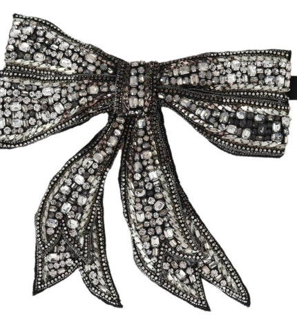 Dolce & Gabbana Crystal-Embellished Silk Bowtie - Silver Elegance