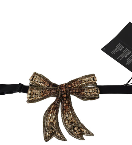 Dolce & Gabbana Elegant Gold Silk Embellished Bowtie