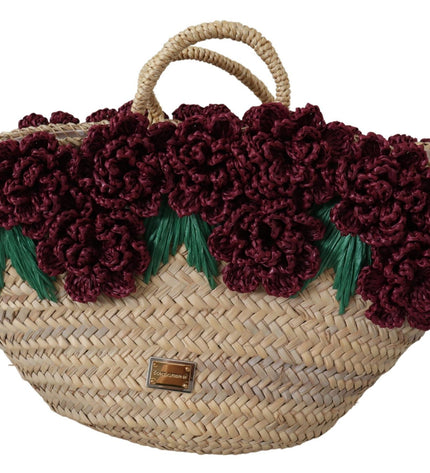 Dolce & Gabbana Chic Floral Straw Tote Elegance