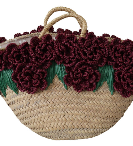 Dolce & Gabbana Chic Floral Straw Tote Elegance