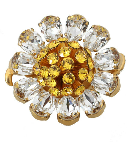 Dolce & Gabbana Crystal Flower Statement Ring Size US 7.5