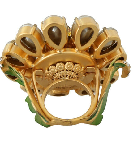 Anello di dichiarazione con fiore in cristallo Dolce &amp; Gabbana misura US 7,5