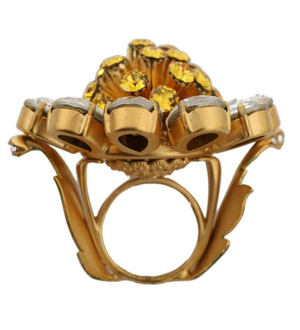 Anello di dichiarazione con fiore in cristallo Dolce &amp; Gabbana misura US 7,5