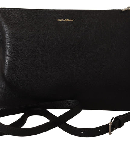 Dolce & Gabbana Elegant Black Leather Sling Shoulder Bag