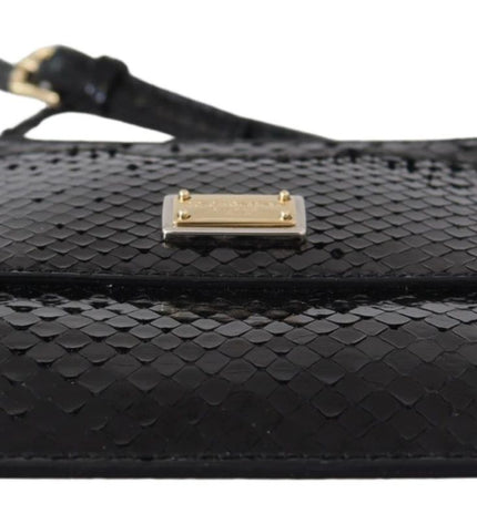 Dolce & Gabbana Exotic Leather Black Wristlet Wallet