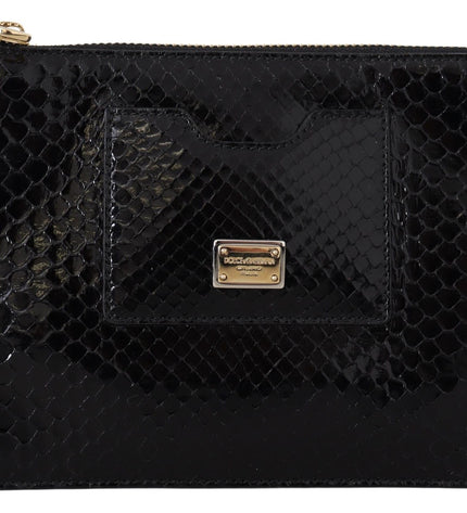 Dolce & Gabbana Exotic Leather Black Wristlet Wallet