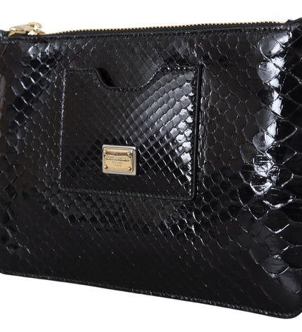 Dolce & Gabbana Exotic Leather Black Wristlet Wallet