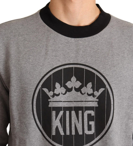 Dolce & Gabbana Elegant Gray Crown Motif Crewneck Sweater