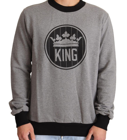 Dolce & Gabbana Elegant Gray Crown Motif Crewneck Sweater