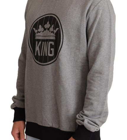 Dolce & Gabbana Elegant Gray Crown Motif Crewneck Sweater