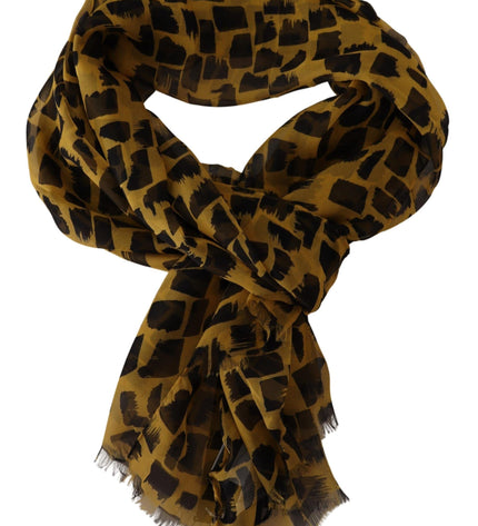 Dolce & Gabbana Elegant Silk Scarf in Yellow & Black