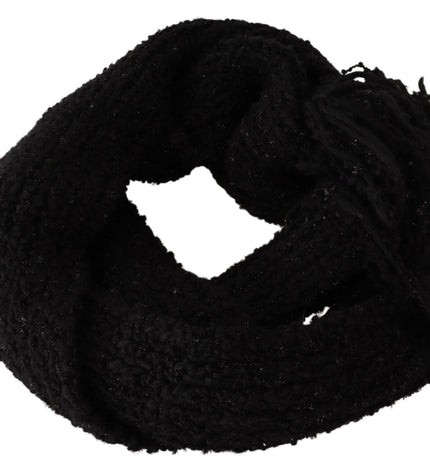 Dolce & Gabbana Elegant Black Wool-Blend Designer Scarf