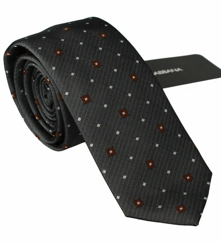 Dolce & Gabbana Elegant Gray Patterned Silk Blend Neck Tie