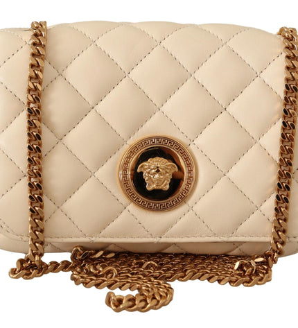 Versace Chic Nappa Leather Crossbody in Purity White