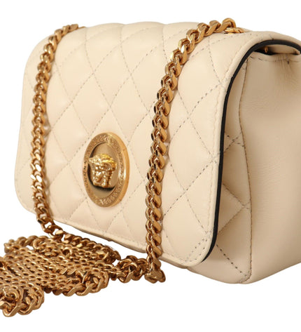 Versace Chic Nappa Leather Crossbody in Purity White