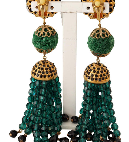 Dolce & Gabbana Elegant Crystal Drop Clip-On Earrings