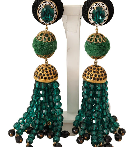 Dolce & Gabbana Elegant Crystal Drop Clip-On Earrings