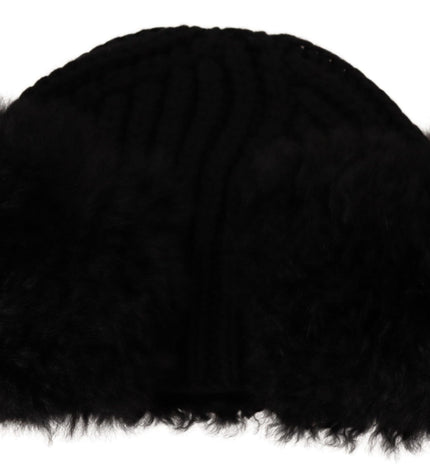 Dolce & Gabbana Elegant Black Cashmere Alpaca Fur Beanie