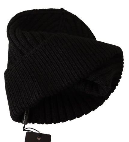 Dolce & Gabbana Elegant Cable Knit Wool Beanie with Fleece Liner