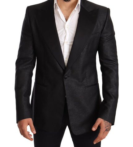 Dolce &amp; Gabbana Giacca blazer slim fit elegante nera metallizzata