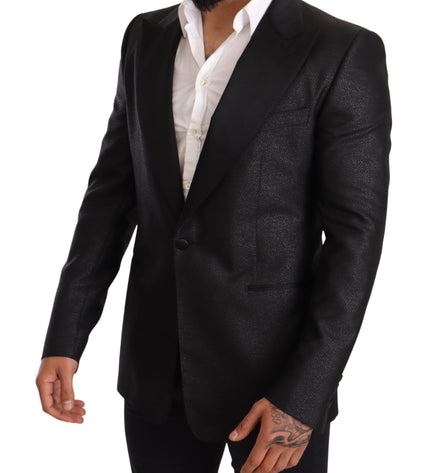 Dolce & Gabbana Elegant Black Metallic Slim Fit Blazer Jacket