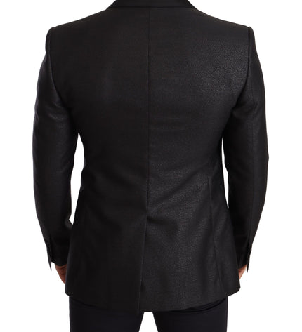 Dolce &amp; Gabbana Giacca blazer slim fit elegante nera metallizzata